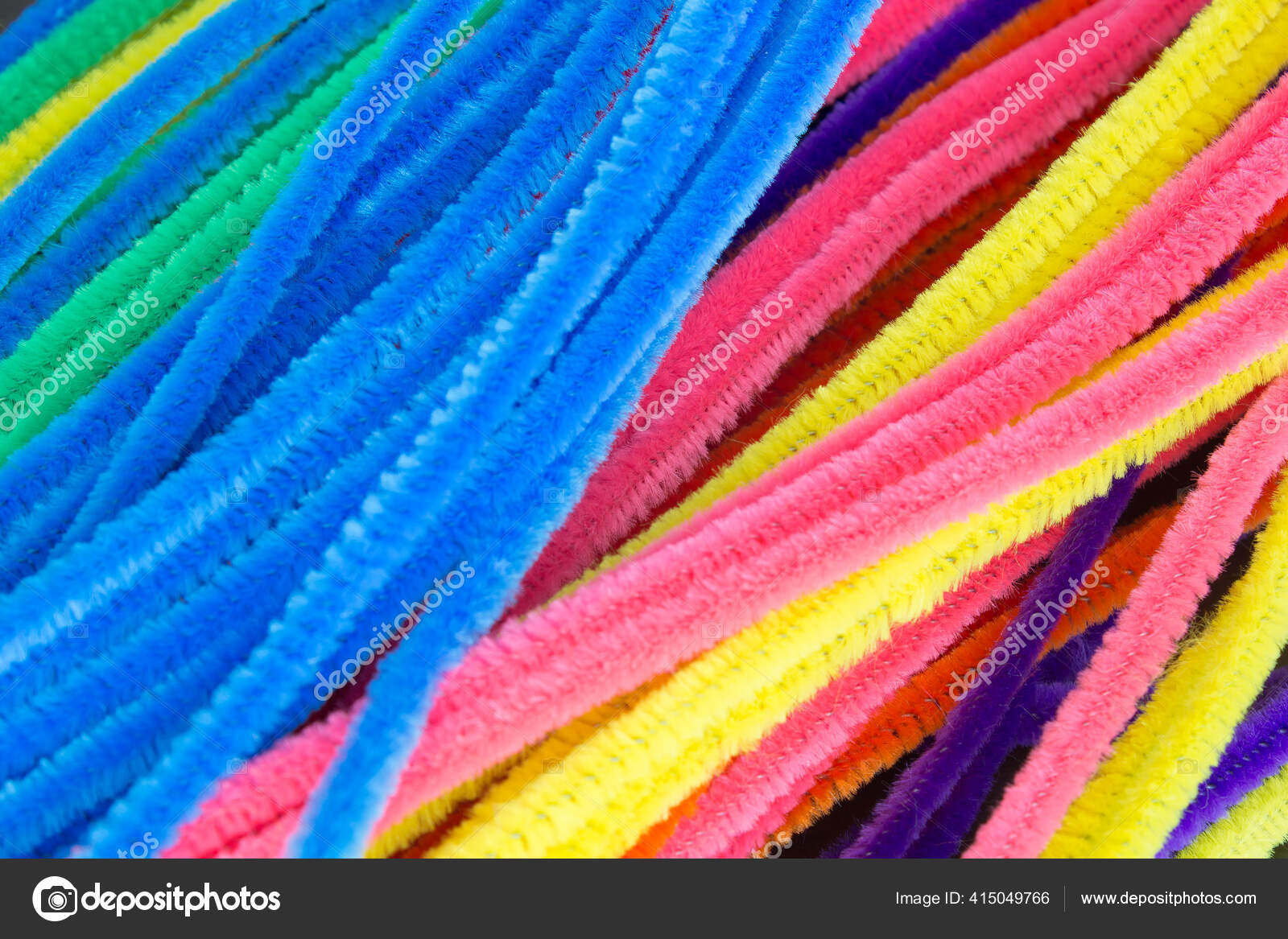 Photograph Blue Green Purple Orange Pink Yellow Pipe Cleaners